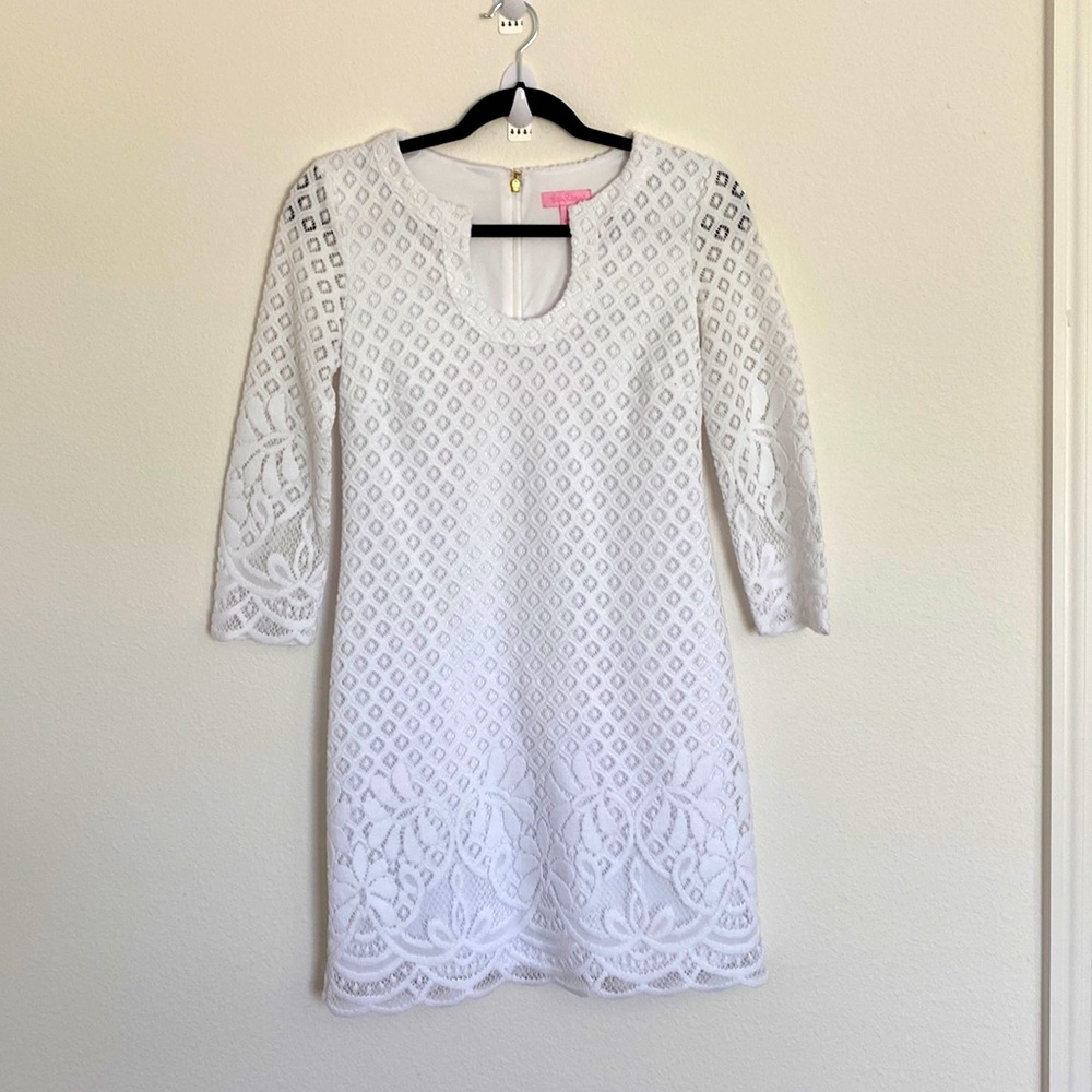 Lily Pulitzer - White lace dress with Mara Scallop Hem Size XS